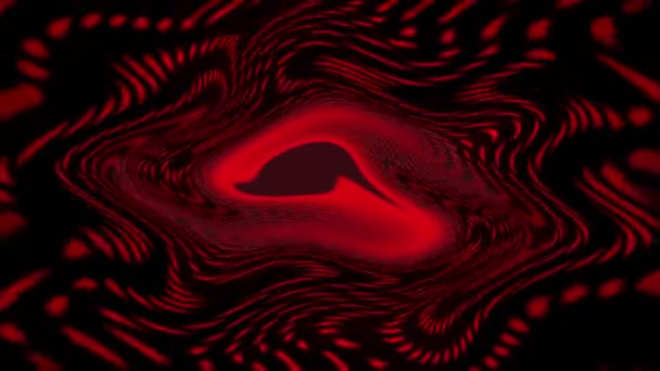 在黑色抽象背景上加速和减缓一个巨大的波浪红色涡旋光粒子 — 图库视频影像