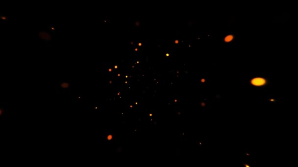 Powoli Poruszające Się Pomarańczowo Złote Kółka Pył Czarnym Abstrakcyjnym Tle — Wideo stockowe