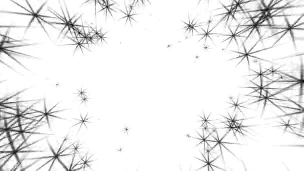 Черные Звезды Кружатся Вокруг Центре Белый Круг Пространством Вашего Собственного — стоковое видео