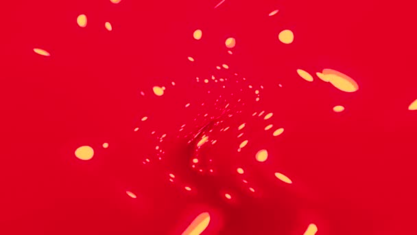 在红色背景抽象上移动的黄光波浪形闪光 — 图库视频影像