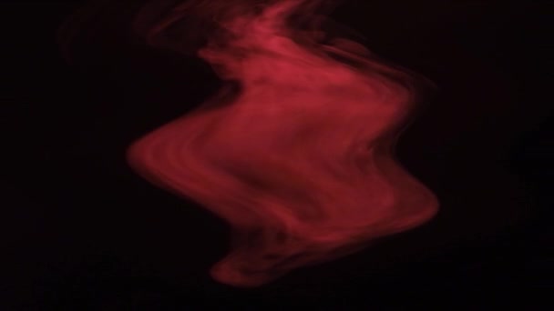 Lentamente Viniendo Arriba Acuarela Humo Rojo Abstractamente Sobre Fondo Negro — Vídeos de Stock