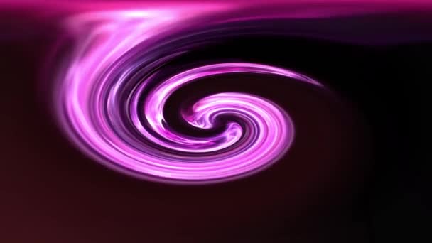 Slowly Curling Unfurling Bright Pink Watery Vortex Black Background Abstract — Stock Video