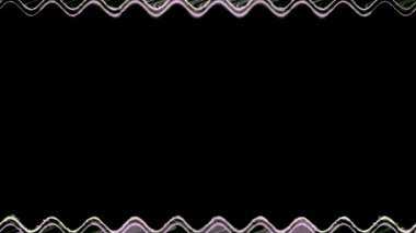 Dikdörtgen yatay dalgalı, parlak, parlak, parlak pembe gri çizgiler siyah arkaplan üzerinde parlak bir ışık etkisi yaratıyor. Ortasında kendi içeriğiniz için bir yer var..