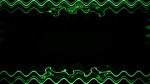 Волнистый Прямоугольный Украшенный Красочный Неоновый Светящийся Зеленый Кадр Горизонтальная Рамка — стоковое видео