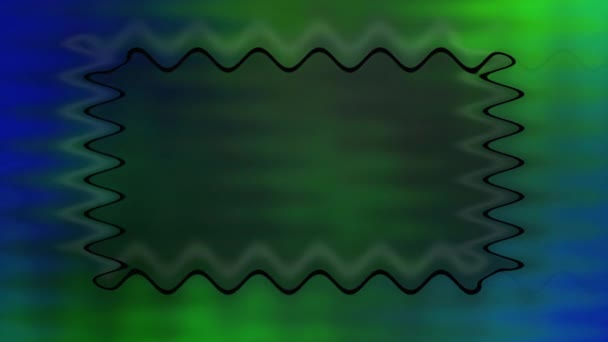 横の波長方形の黒によって閉められるフレーム 移動水効果が付いている暗い緑のぼやけた軽い背景 自分のコンテンツのためのスペース — ストック動画