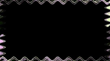 Dikdörtgen yatay dalgalı parlak parlak neon parlak açık pembe gri çizgiler kapalı çerçeve üzerinde parlak ışık etkisi. Ortasında kendi içeriğiniz için bir yer var..