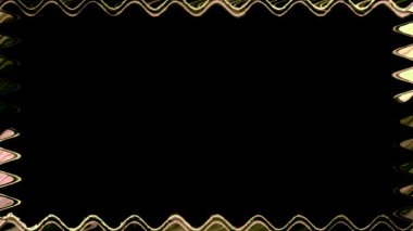 Dikdörtgen yatay dalgalı parlak neon parlak turuncu uzun kapalı çerçeve siyah arkaplan üzerinde hareket eden ışık etkisi. Ortasında kendi içeriğiniz için bir yer var..