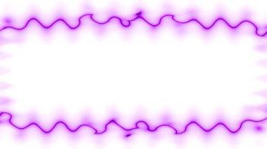 Bir çerçeve oluşturan dalgalı pembe yatay dikdörtgen neon uzun çizgiler. Ortada kendi içeriğiniz için beyaz bir alan var. ECG çizgileri, impulslar.
