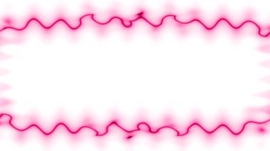 Bir çerçeve oluşturan hafif dalgalı pembe yatay neon renkli uzun dalgalı çizgiler. Ortada kendi içeriğiniz için beyaz bir alan var. ECG çizgileri, impulslar.