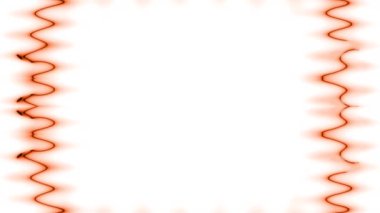 Bir çerçeve oluşturan dalgalı turuncu dikdörtgen neon dalgalı uzun çizgiler. Ortasında kendi içeriğiniz için beyaz bir alan var..