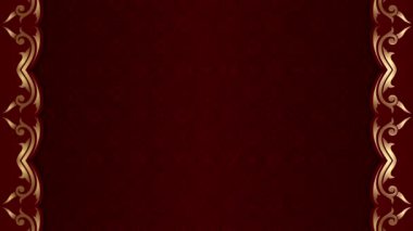 Uzun, dikdörtgen, dikey süslenmiş altın çizgiler, kırmızı arka planda çizgiler, hareket eden ışığın etkisiyle çerçeve. Kendi içeriğiniz için boşluk.