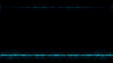 Uzun dikdörtgen, yatay renkli, siyah arkaplanda dumanlı uzun çizgiler olan akuamarin neonu. Kendi içeriğiniz için boşluk.