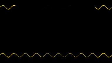 Siyah zemin üzerinde dumanlı uzun çizgiler olan uzun dikdörtgen dalgalı turuncu neon. Kendi içeriğiniz için boşluk.