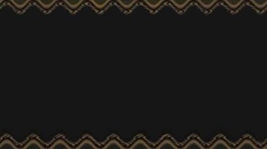 Koyu bir arka planda kahverengi süslemeleri olan yatay, dalgalı bir çerçevenin görünüp büyümesi, küçülmesi ve kaybolması. Kendi içeriğiniz için boşluk.