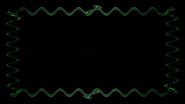 Uzun dikdörtgen dalgalı, yatay, süslenmiş, siyah arkaplan üzerine kapalı, uzun çizgiler. Kendi içeriğiniz için boşluk.