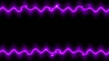 Neon görünür ve kaybolur parlak pembe dalgalı dikey uzun çizgiler çerçeveli siyah arkaplan üzerinde. Küçük desenler, fırfırlar. Kendi içeriğiniz için boşluk.