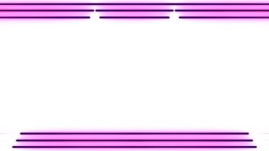 Çerçeve, uzun dikdörtgen yatay üçlü mor, beyaz zemin üzerinde pembe ışık çizgileri ve karartıcı ışık. Kendi içeriğiniz için boşluk.