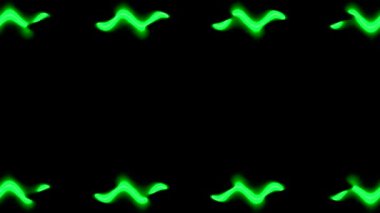 Neon soluklaşır ve solgunlaşır parlak, parlak, parlak, açık yeşil, dikey, yatay uzun çizgiler çerçevesi siyah arkaplanda. Kendi içeriğiniz için boşluk.