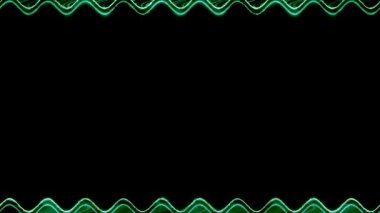 Neon görünür ve kaybolur parlak elektrik dalgalı koyu yeşil su dikey uzun çizgiler çerçeve siyah arkaplan üzerinde. Kendi içeriğiniz için boşluk.