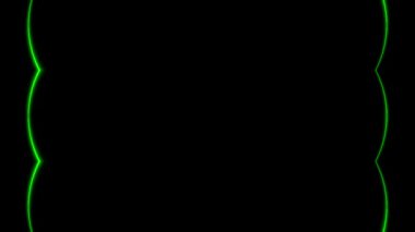 Çerçeve, uzun dikdörtgen dikey yeşil çizgiler aydınlatma ve kararma siyah zemin üzerinde. Kendi içeriğiniz için boşluk.