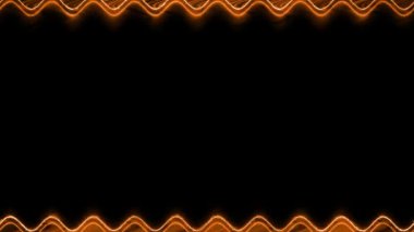 Çerçeve, uzun dalgalı dikdörtgen yatay alevler, siyah arkaplanda turuncu ışık çizgileri ve karartıcı ışık. Kendi içeriğiniz için boşluk.