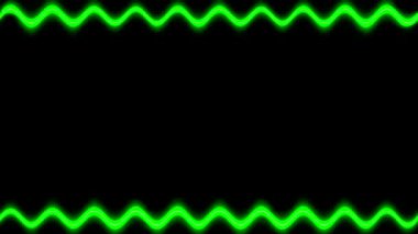 Çerçeve, uzun dalgalı dikdörtgen yatay, siyah arkaplanda yeşil ışık çizgileri ve karartıcı ışık. Kendi içeriğiniz için boşluk.