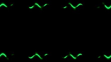Çerçeve, uzun dalgalı dikdörtgen lazer yatay kesişen yeşil ışık çizgileri siyah arkaplan üzerinde. Kendi içeriğiniz için boşluk.