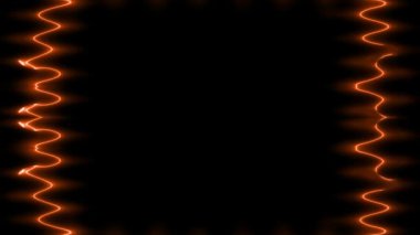 Çerçeve, uzun, dikdörtgen, dikey, siyah arkaplanda turuncu ışık çizgileri. Kendi içeriğiniz için yer açın. Yaşam çizgisi, dürtü.