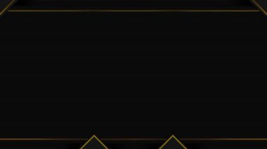 Üçgenler, dikdörtgen çerçeve, siyah arkaplanda yatay çerçeve ile parlayan altın sarısı neon renkli kare çerçeve. Ortadaki kendi içeriğiniz için boş alan.