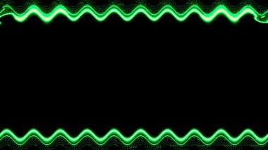 Dikdörtgen dalgalı, parlak yeşil kare çerçeve, siyah arkaplanda yatay çerçeve. Noktalı uzun yanıp sönen çizgiler. Ortadaki kendi içeriğiniz için boş alan.