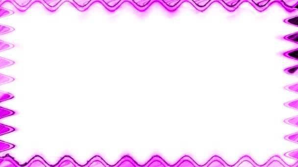矩形水平波状发光霓虹灯发光粉红线闭合框架 明亮的光对白色背景的影响 在中间有一个适合你自己的地方 — 图库视频影像