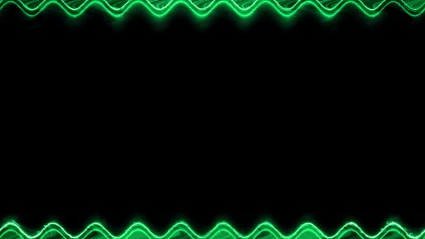 Marco Líneas Largas Verticales Rectangulares Onduladas Brillantes Neón Verde Brillante — Vídeo de stock
