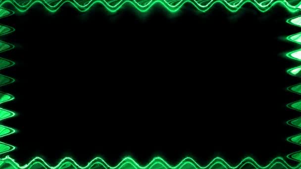 Prostokątna Pozioma Falista Świecąca Neon Błyszcząca Zielona Długa Zamknięta Rama — Wideo stockowe