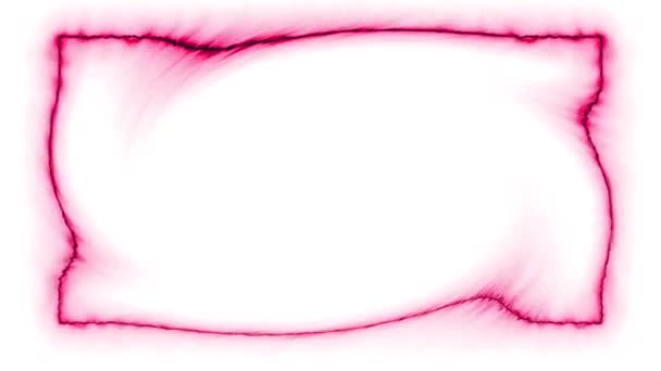 Прямоугольная Горизонтально Изогнутая Светящаяся Неоновая Сияющая Красная Рамка Замкнутыми Линиями — стоковое видео