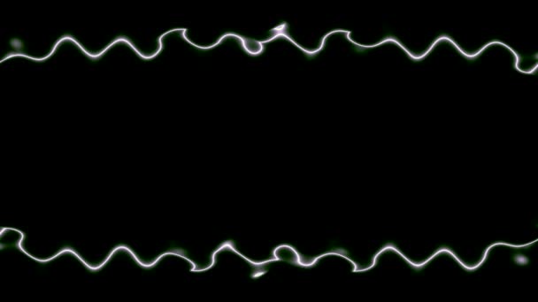 正在出现的波浪形白色水平矩形霓虹灯长线形成一个框架 在中间有一个黑字段你自己的内容 心电图线路 — 图库视频影像