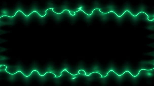 Apareciendo Líneas Onduladas Rectangulares Horizontales Neón Verde Oscuro Ligeramente Onduladas — Vídeo de stock