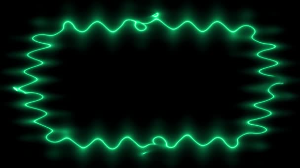 Aparecendo Ligeiramente Ondulado Verde Escuro Vertical Retangular Neon Linhas Onduladas — Vídeo de Stock