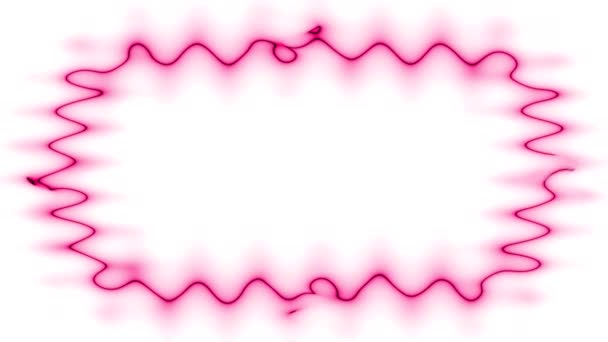 呈略带波浪状的粉红色垂直矩形霓虹灯波浪形线 形成一个闭合框架 在中间有一个白色的字段你自己的内容 心电图线路 — 图库视频影像