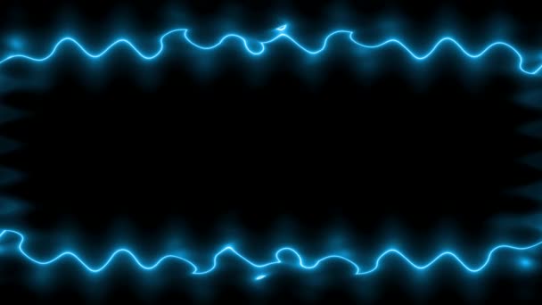 Emergiendo Líneas Largas Onduladas Neón Rectangulares Horizontales Azules Onduladas Formando — Vídeo de stock