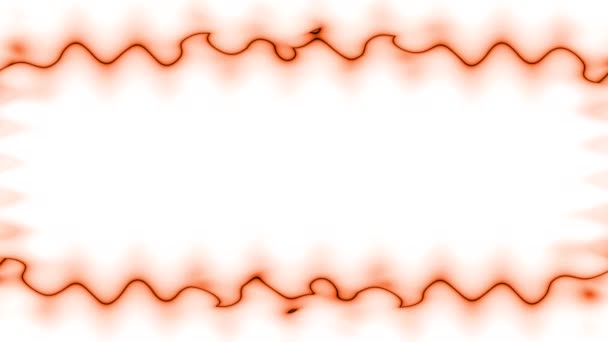 フレームを形成する新興の波状オレンジの水平長方形のネオン波長線 中央には 自分のコンテンツのためのホワイトフィールドがあります — ストック動画