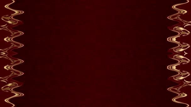 Довгі Прямокутні Вертикальні Хвилясті Прикрашені Золотими Смугами Лінії Червоному Тлі — стокове відео