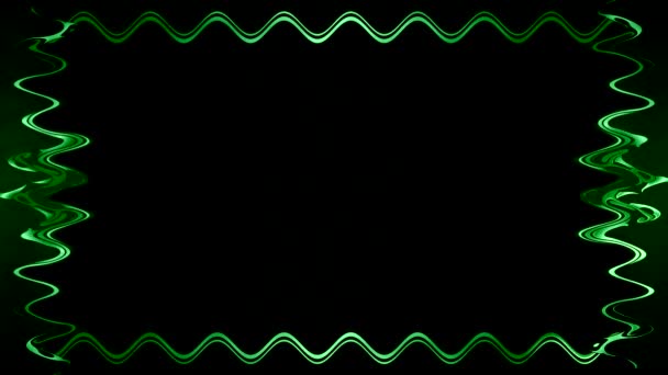 Longo Retangular Horizontal Ondulado Verde Fechado Linhas Fundo Preto Quadro — Vídeo de Stock