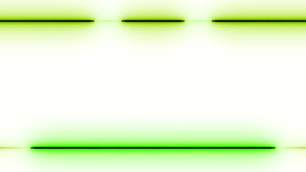 Largas Líneas Largas Rectangulares Horizontales Coloridas Verdes Neón Que Mueven — Vídeo de stock