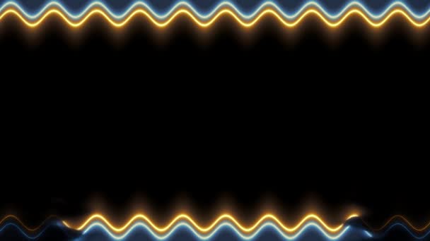 Long Rectangular Horizontal Wavy Colorful Yellow Blue Neon Flashing Long — Stock Video
