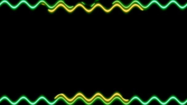 Longo Retangular Horizontal Ondulado Colorido Laranja Néon Verde Movendo Longas — Vídeo de Stock