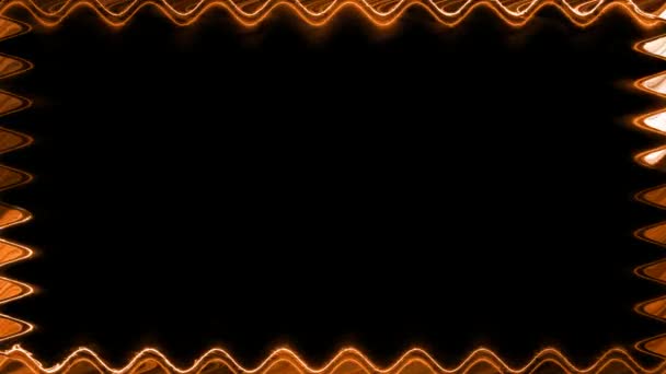 Frame Long Wavy Rectangular Horizontal Water Fiery Orange Closed Lines — Stock Video