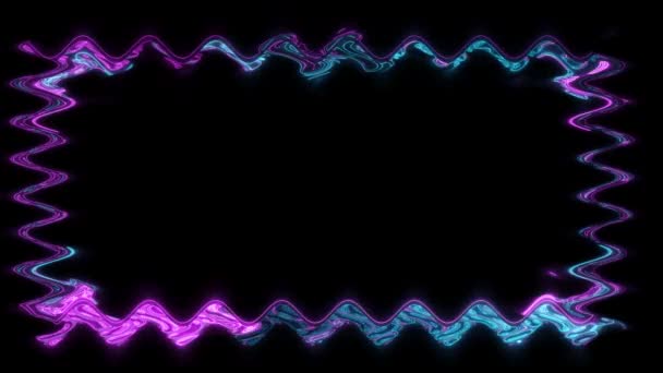 Рамка Длинные Волнистые Прямоугольные Горизонтальные Украшения Фиолетовые Аква Закрытые Линии — стоковое видео