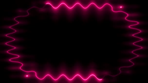 Длинные Восковые Прямоугольные Розовые Замкнутые Линии Осветления Затемнения Света Черном — стоковое видео