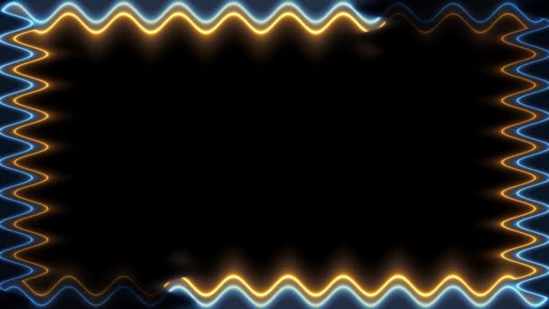 Long Rectangular Horizontal Wavy Colorful Yellow Blue Neon Moving Light — Stock Video