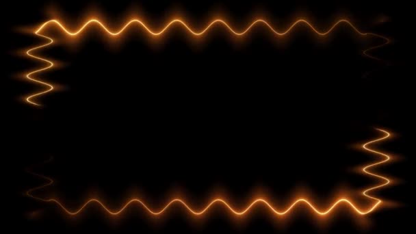 Длинные Прямоугольные Горизонтальные Размахивая Красочные Оранжевые Неоновые Вспышки Движущиеся Вокруг — стоковое видео